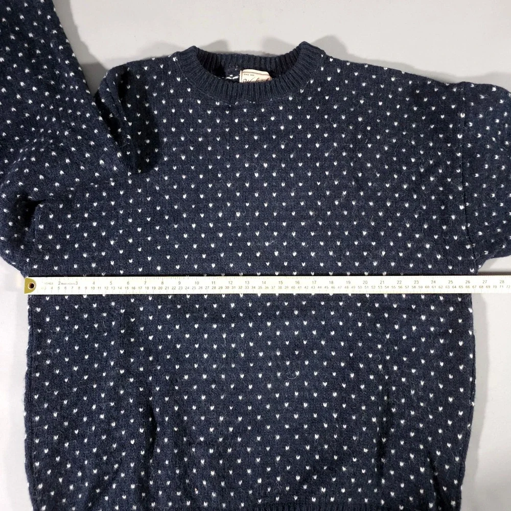 Woolrich Sweater Mens XL Tall Navy Blue Birds Eye Knit Wool‎ Blend Vintage USA